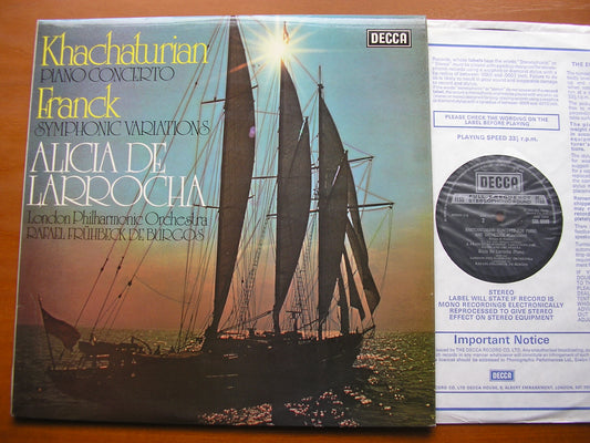 KHACHATURIAN: PIANO CONCERTO / FRANCK: SYMPHONIC VARIATIONS     LARROCHA / LONDN PHILHARMONIC / DE BURGOS     SXL 6599