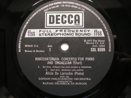 KHACHATURIAN: PIANO CONCERTO / FRANCK: SYMPHONIC VARIATIONS     LARROCHA / LONDN PHILHARMONIC / DE BURGOS     SXL 6599