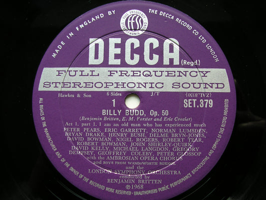 BRITTEN: BILLY BUDD GLOSSOP / PEARS / LANGDON / LONDON SYMPHONY / BRITTEN 3LP SET 379-81