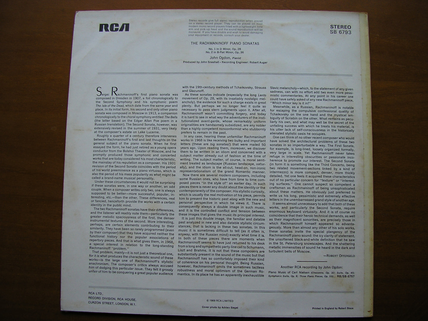 RACHMANINOV: THE TWO PIANO SONATAS JOHN OGDON SB 6793
