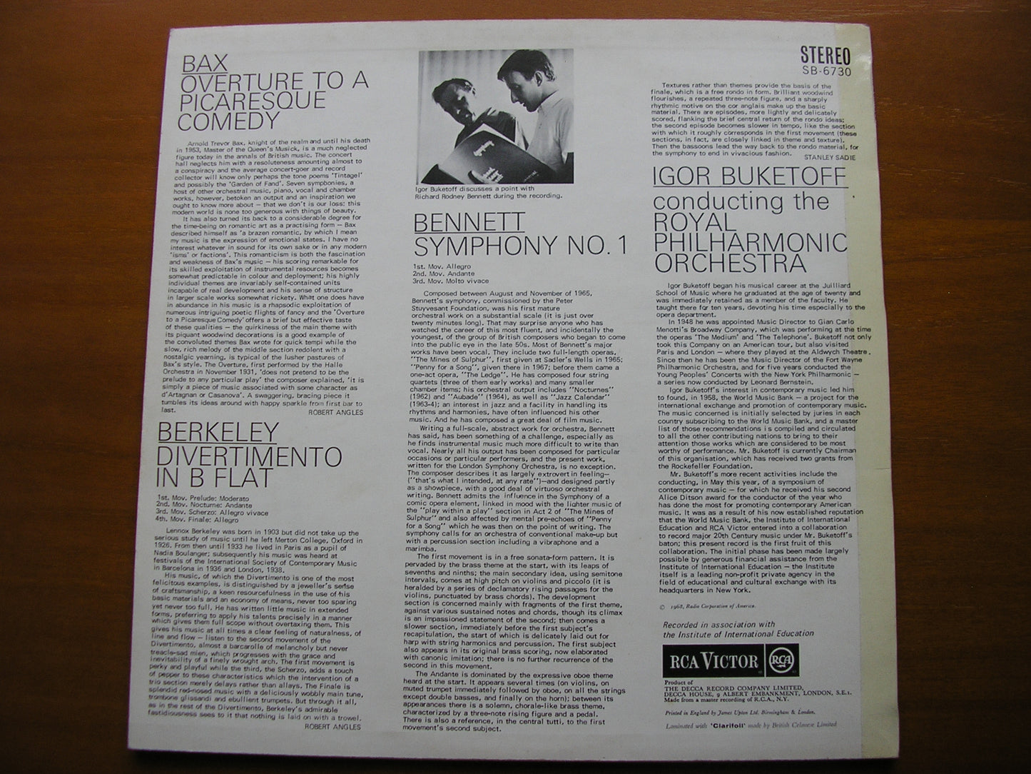 BAX / BERKELEY / BENNETT: ORCHESTRAL WORKS BUKETOFF / ROYAL PHILHARMONIC SB 6730