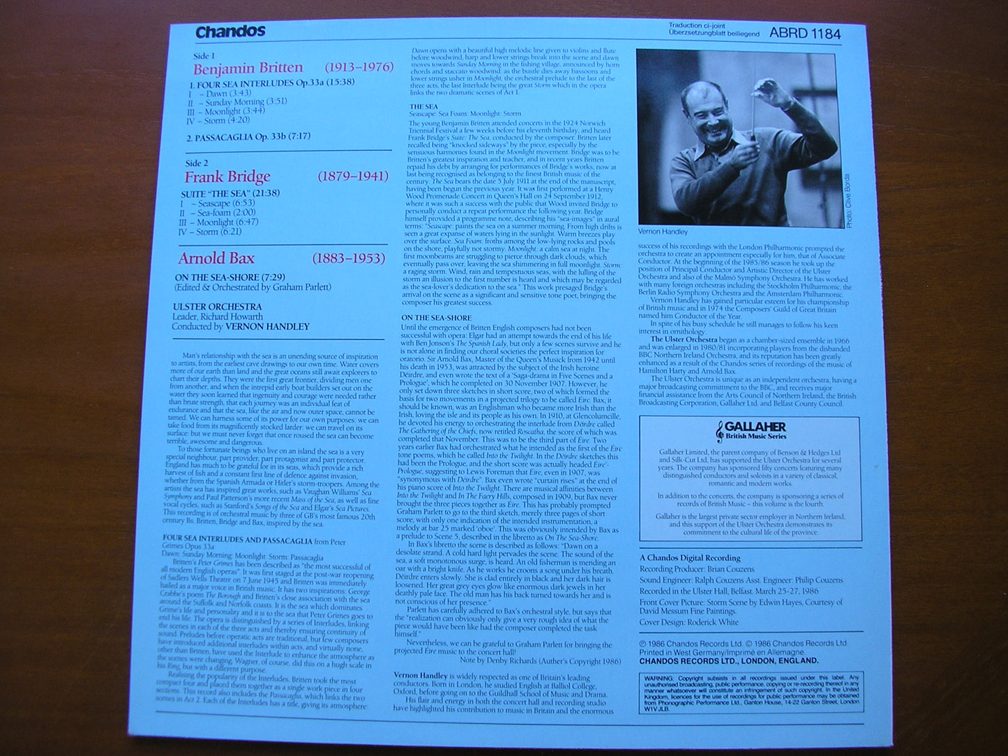BRITTEN / BRIDGE / BAX: ORCHESTRAL WORKS HANDLEY / ULSTER ORCHESTRA ABRD 1184