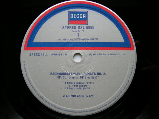 RACHMANINOV: PIANO SONATA No. 2 / ETUDES TABLEAUX Op. 33 VLADIMIR ASKENAZY SXL 6996