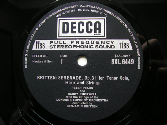 BRITTEN: SERENADE FOR TENOR, HORN & STRINGS / LES ILLUMINATIONS PEARS / TUCKWELL / LSO / ECO / BRITTEN SXL 6449
