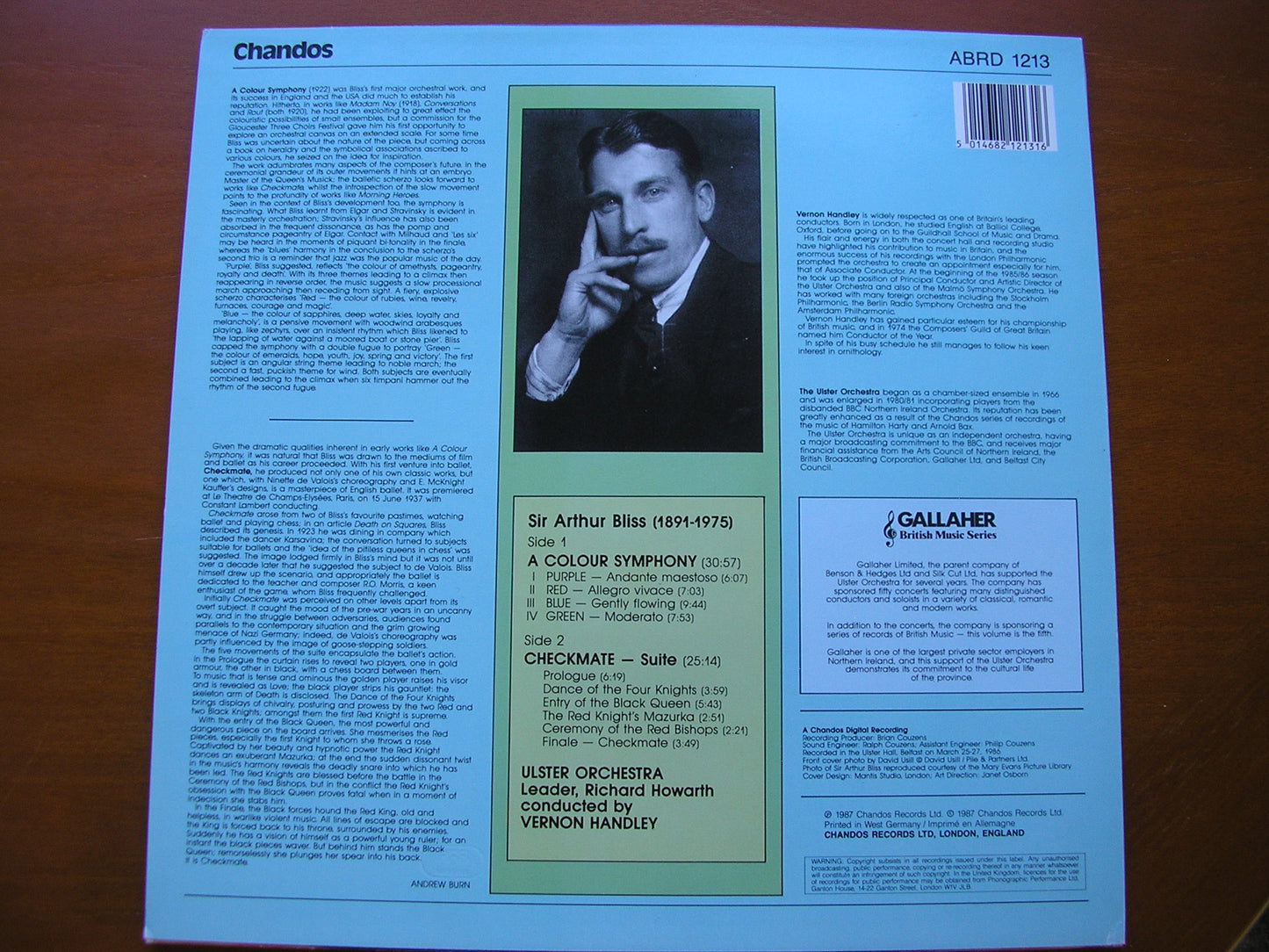 BLISS: A COLOUR SYMPHONY / CHECKMATE Ballet Suite HANDLEY / ULSTER ORCHESTRA ABRD 1213