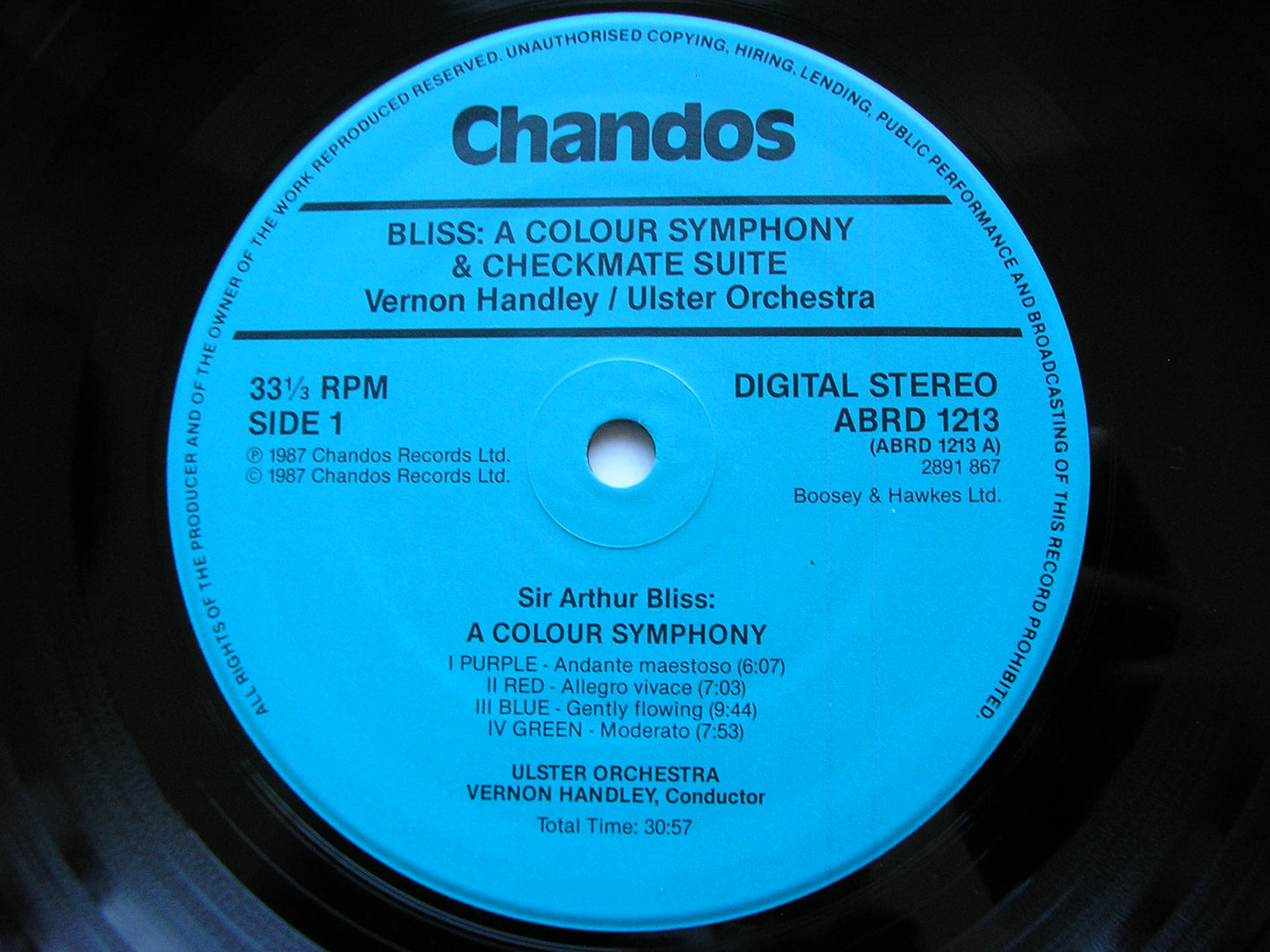 BLISS: A COLOUR SYMPHONY / CHECKMATE Ballet Suite HANDLEY / ULSTER ORCHESTRA ABRD 1213