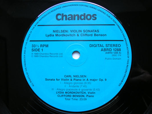 NIELSEN: SONATAS  FOR VIOLIN & PIANO in A Op. 9 & No. 2 Op. 35    LYDIA MORDKOVITCH / CLIFFORD BENSON    ABRD 1288