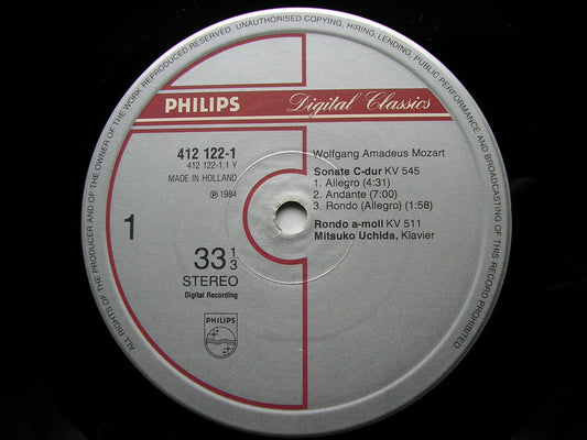MOZART: PIANO SONATAS K545 in C / K533+K494 in F / RONDO K511 MITSUKO UCHIDA 412 122