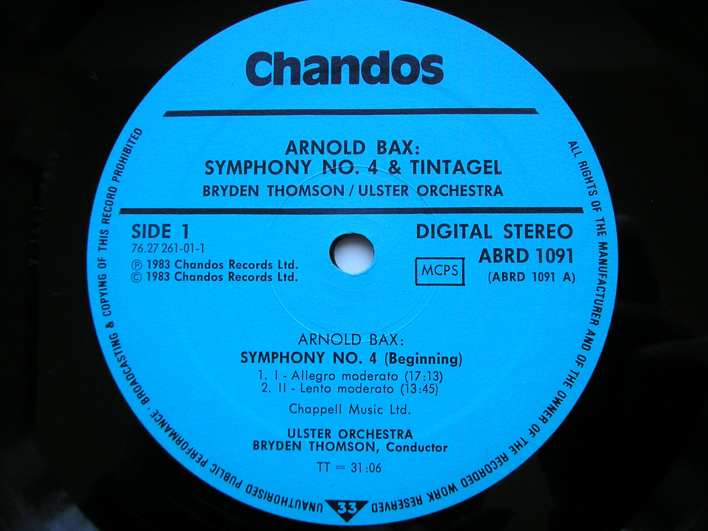 BAX: SYMPHONY No. 4 / TINTAGEL THOMSON / ULSTER ORCHESTRA ABRD 1091