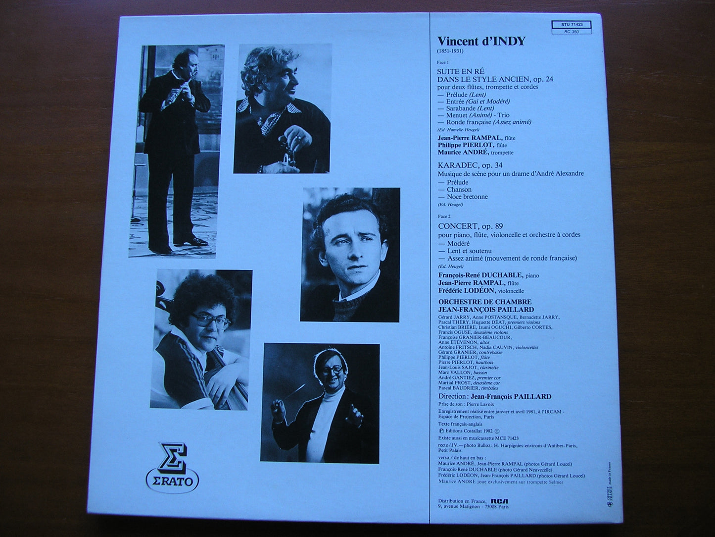 d'INDY: CONCERT Op. 89 / SUITE Op. 24 / KARADEC Op. 34       ANDRE / RAMPAL / DUCHABLE / LODEON / PAILLARD ORCHESTRA     STU 71423