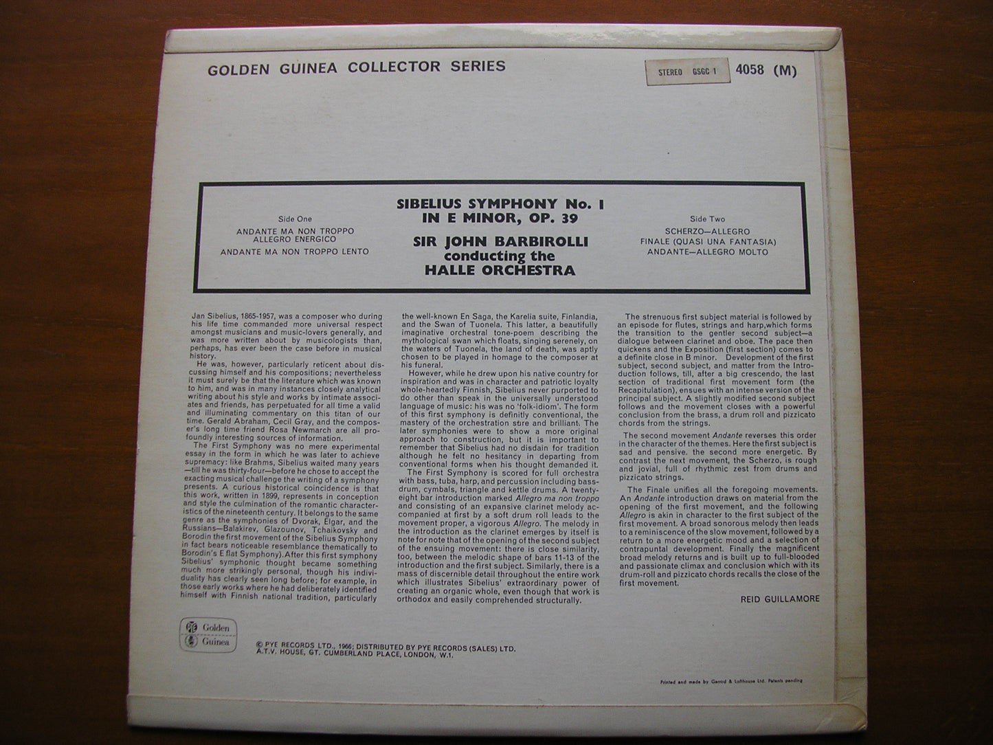 SIBELIUS: SYMPHONY No. 1 BARBIROLLI / HALLE ORCHESTRA GSGC 14058