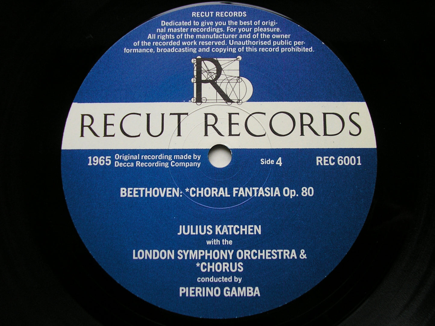 BEETHOVEN : PIANO CONCERTO No. 1 / CHORAL FANTASIA    KATCHEN / LONDON SYMPHONY / GAMBA      REC 6001
