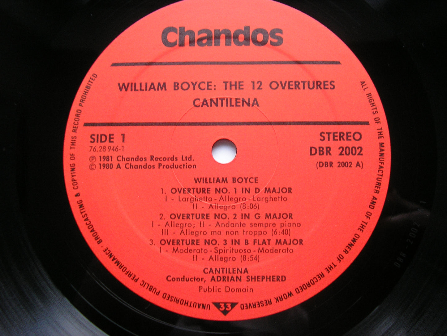 BOYCE: 12 SYMPHONIES     CANTILENA / ADRIAN SHEPHERD    DBR 2002