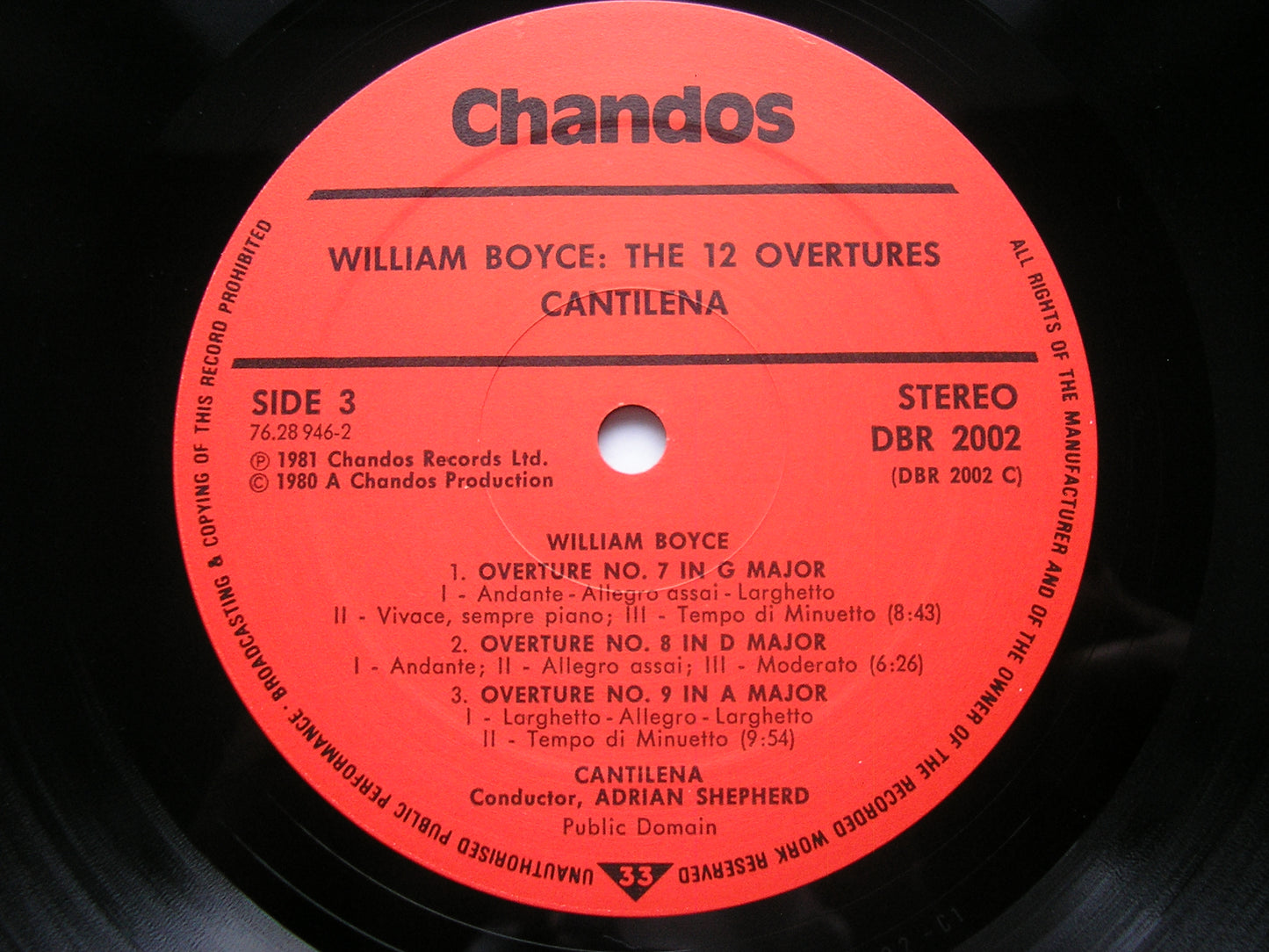 BOYCE: 12 SYMPHONIES     CANTILENA / ADRIAN SHEPHERD    DBR 2002