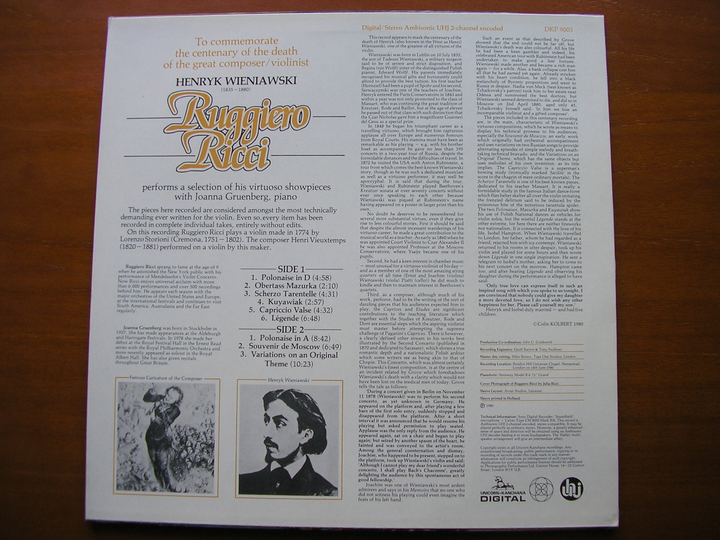 WIENIAWSKI: VIRTUOSO SHOWPIECES RUGGIERO RICCI DKP 9003