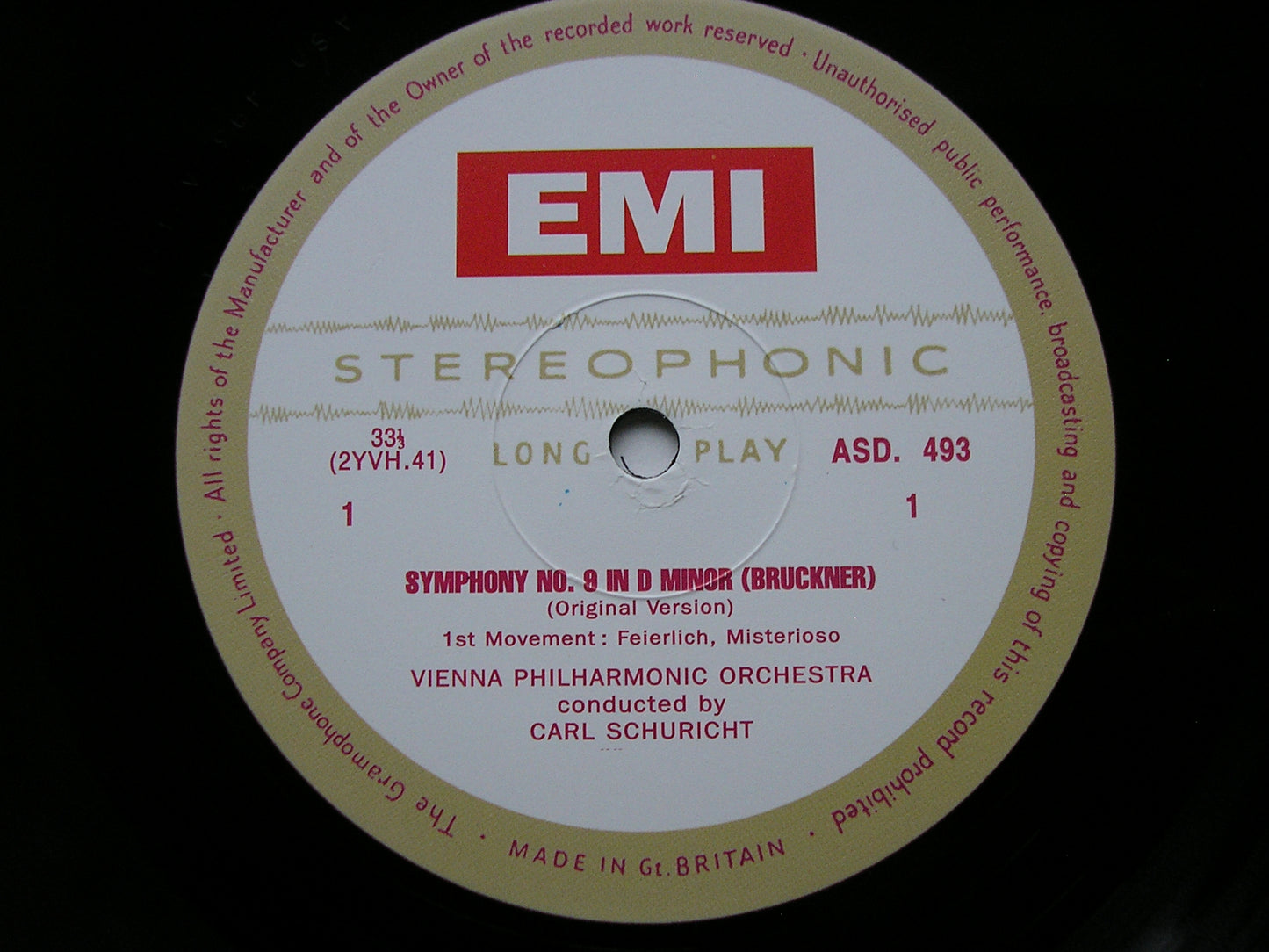 BRUCKNER: SYMPHONY No. 9      SCHURICHT / VIENNA PHILHARMONIC    ASD 493