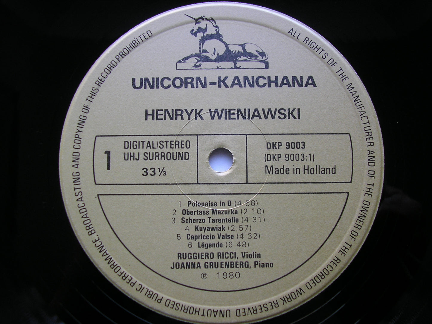 WIENIAWSKI: VIRTUOSO SHOWPIECES RUGGIERO RICCI DKP 9003