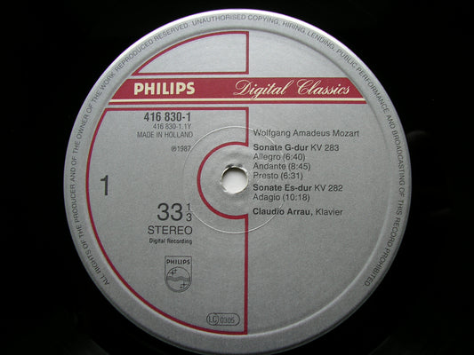 MOZART: PIANO SONATAS K282 in E / K283 in G / K545 in C CLAUDIO ARRAU 416 830