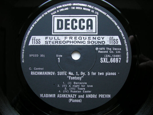 RACHMANINOV: SUITES Nos. 1 & 2 FOR TWO PIANOS VLADIMIR ASHKENAZY / ANDRE PREVIN SXL6697