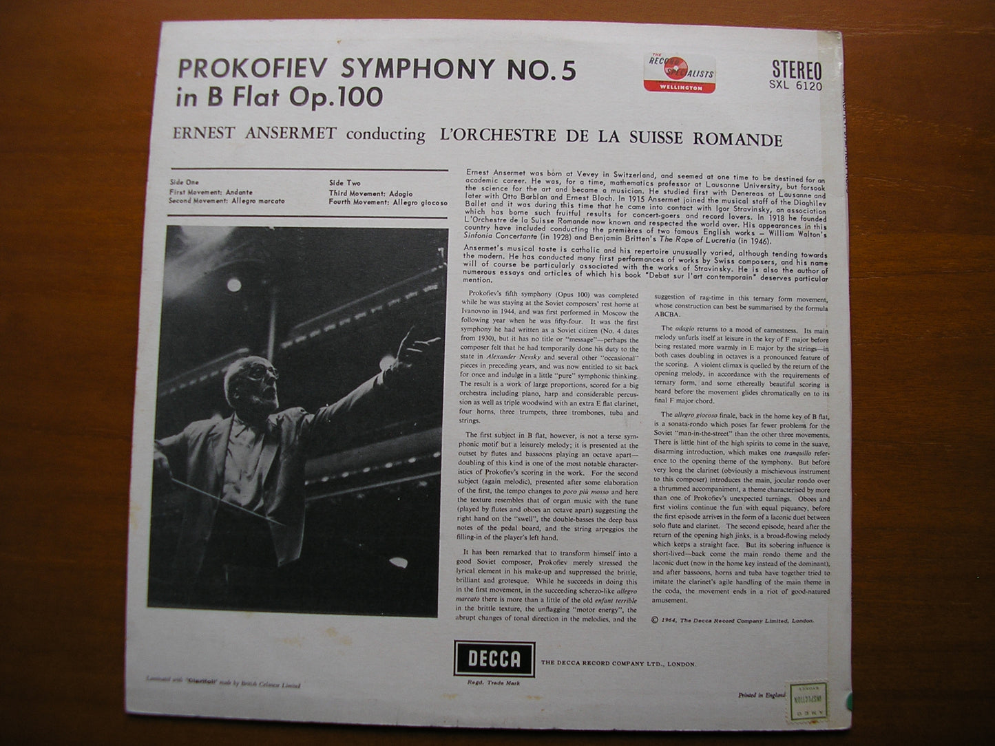 SXL 6120 PROKOFIEV: SYMPHONY No. 5 ANSERMET / SUISSE ROMANDE ED2