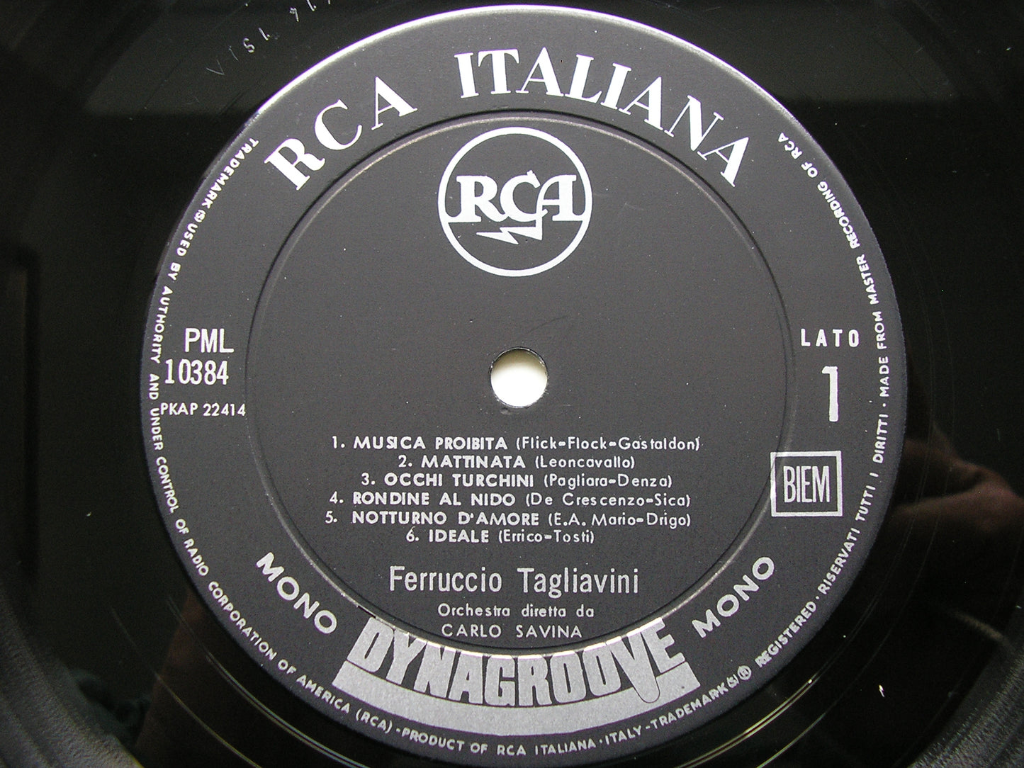 FERRUCCIO TAGLIAVINI SINGS ITALIAN SONGS: TOSTI / DENZA / DONAUDY / GASTALDON PML 10384