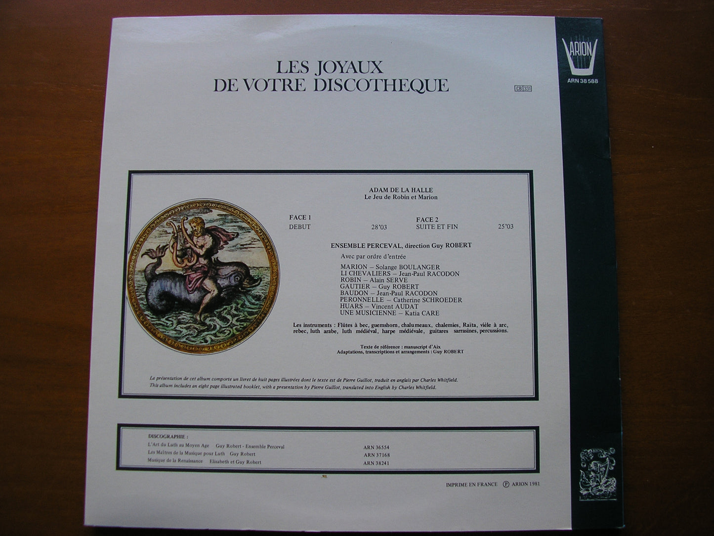 ADAM DE LA HALLE: LE JEU DE ROBIN ET MARION (1269)      ENSEMBLE PERCIVAL / ROBERT     ARN 38 588