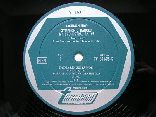 RACHMANINOV: SYMPHONIC DANCES / VOCALISE JOHANOS / DALLAS SYMPHONY TV 34145S