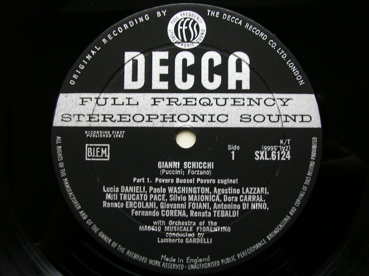 SXL 6124 PUCCINI: GIANNI SCHICCHI CORENA / TEBALDI / MMF / GARDELLI ED1