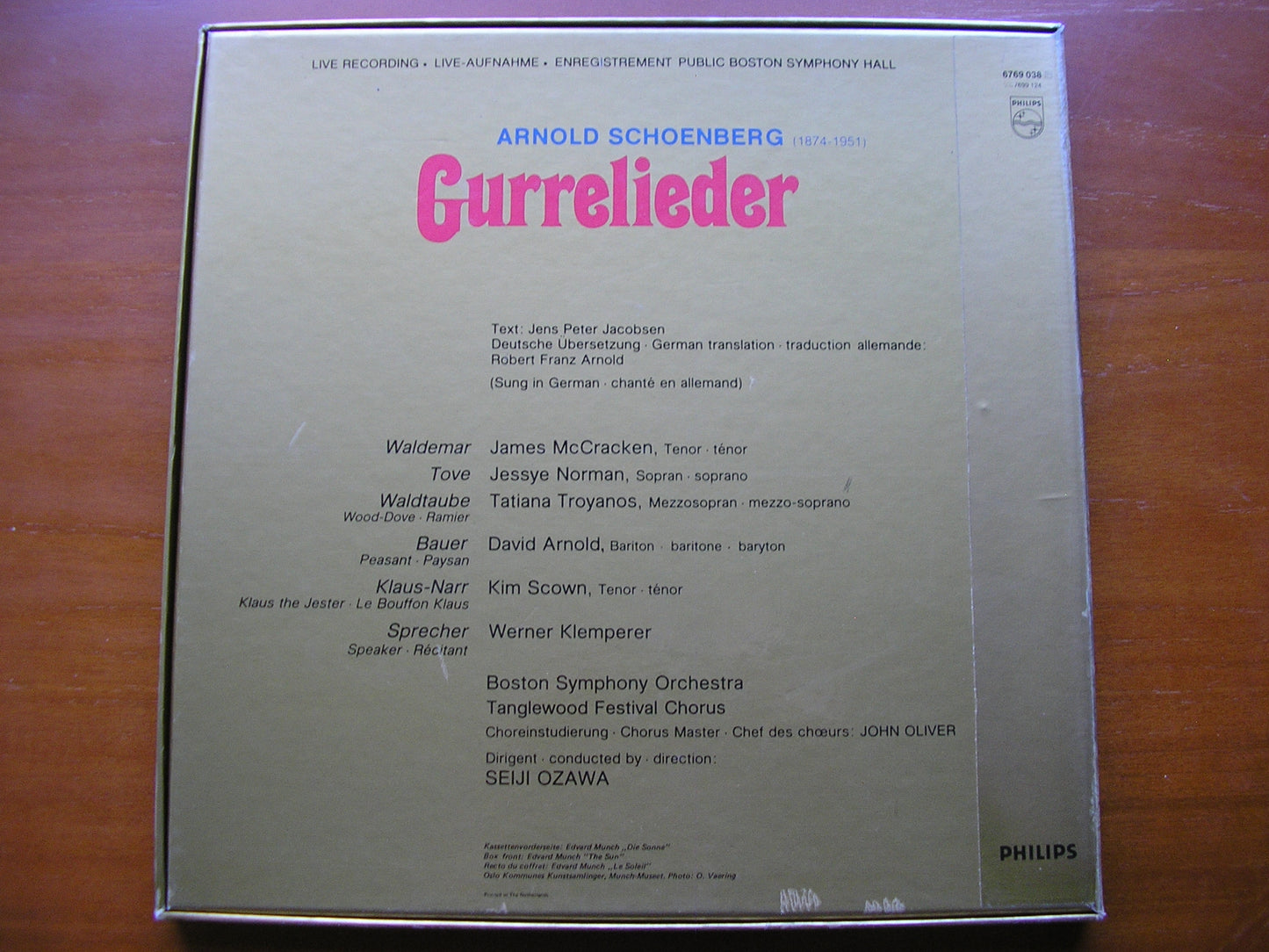 SCHOENBERG: GURRELIEDER      SOLOISTS / BOSTON SYM|PHONY / OZAWA    2LP     6769 038