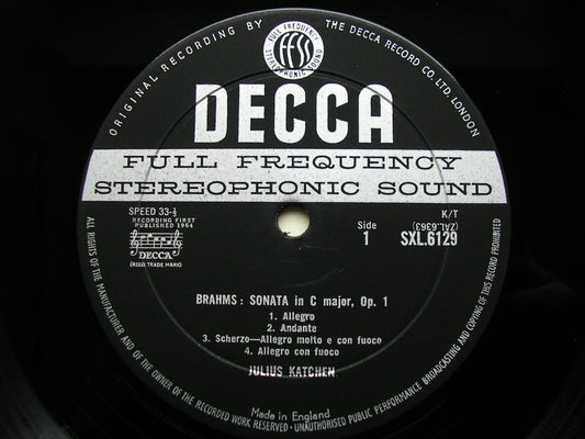 SXL 6129 BRAHMS: THE COMPLETE PIANO WORKS Volume 3 JULIUS KATCHEN ED1