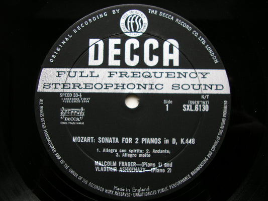 SXL 6130 MOZART: SONATA FOR TWO PIANOS K488 / SCHUMANN: MUSIC FOR TWO PIANOS ASHKENAZY / FRAGER ED1