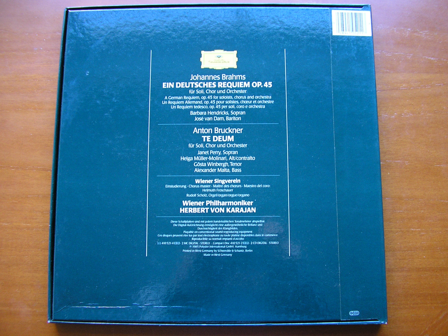 BRAHMS: EIN DEUTSCHES REQUIEM / BRUCKNER: TE DEUM SOLOISTS / VIENNA PHILHARMONIC / KARAJAN 2LP 410 521