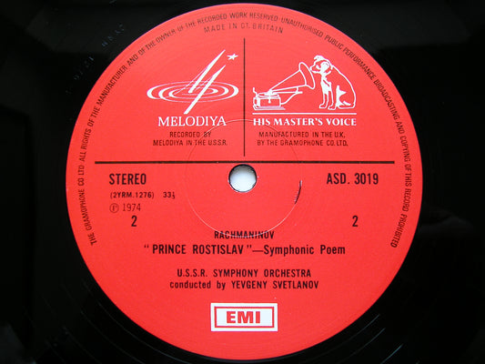 RACHMANINOV: PRINCE ROSTISLAV / SCHERZO / 'ALEKO' SVETLANOV / USSR SYMPHONY ASD 3019