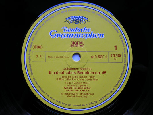 BRAHMS: EIN DEUTSCHES REQUIEM / BRUCKNER: TE DEUM SOLOISTS / VIENNA PHILHARMONIC / KARAJAN 2LP 410 521