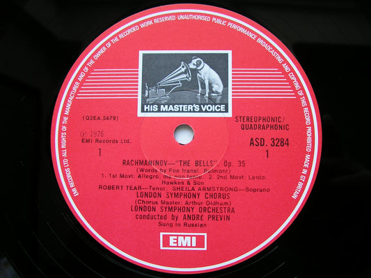 RACHMANINOV: THE BELLS / VOCALISE SOLOISTS / LONDON SYMPHONY / PREVIN ASD 3284