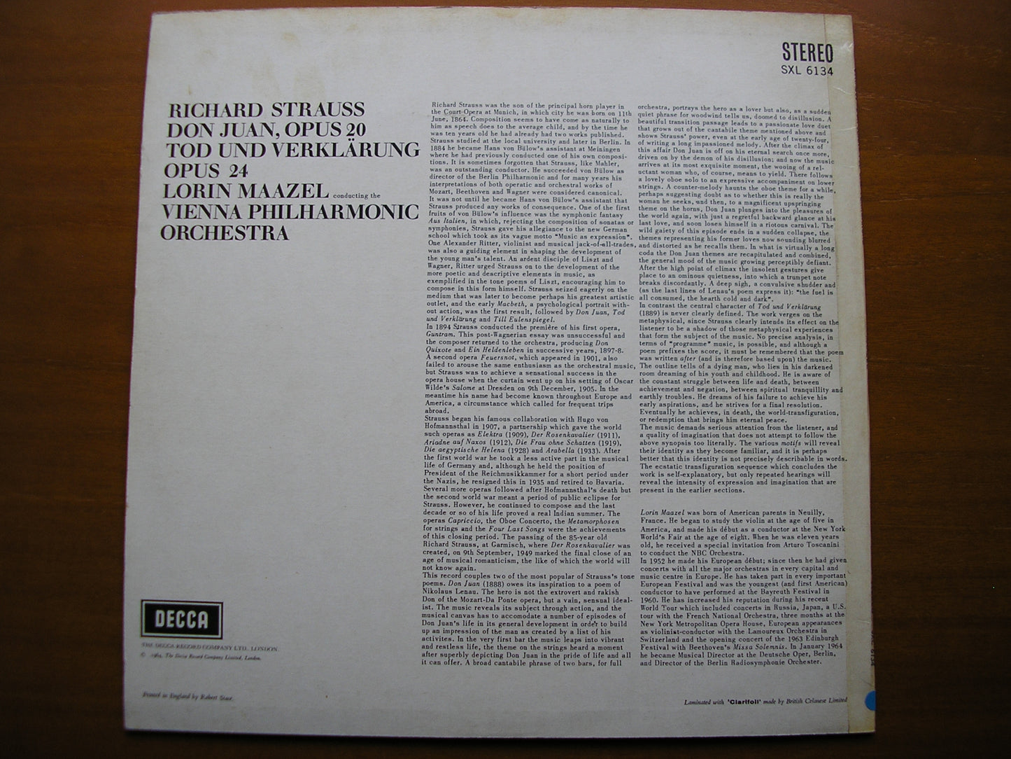 SXL 6134 STRAUSS: DON JUAN / TOD UND VERKLARUNG MAAZEL / VIENNA PHILHARMONIC ED1