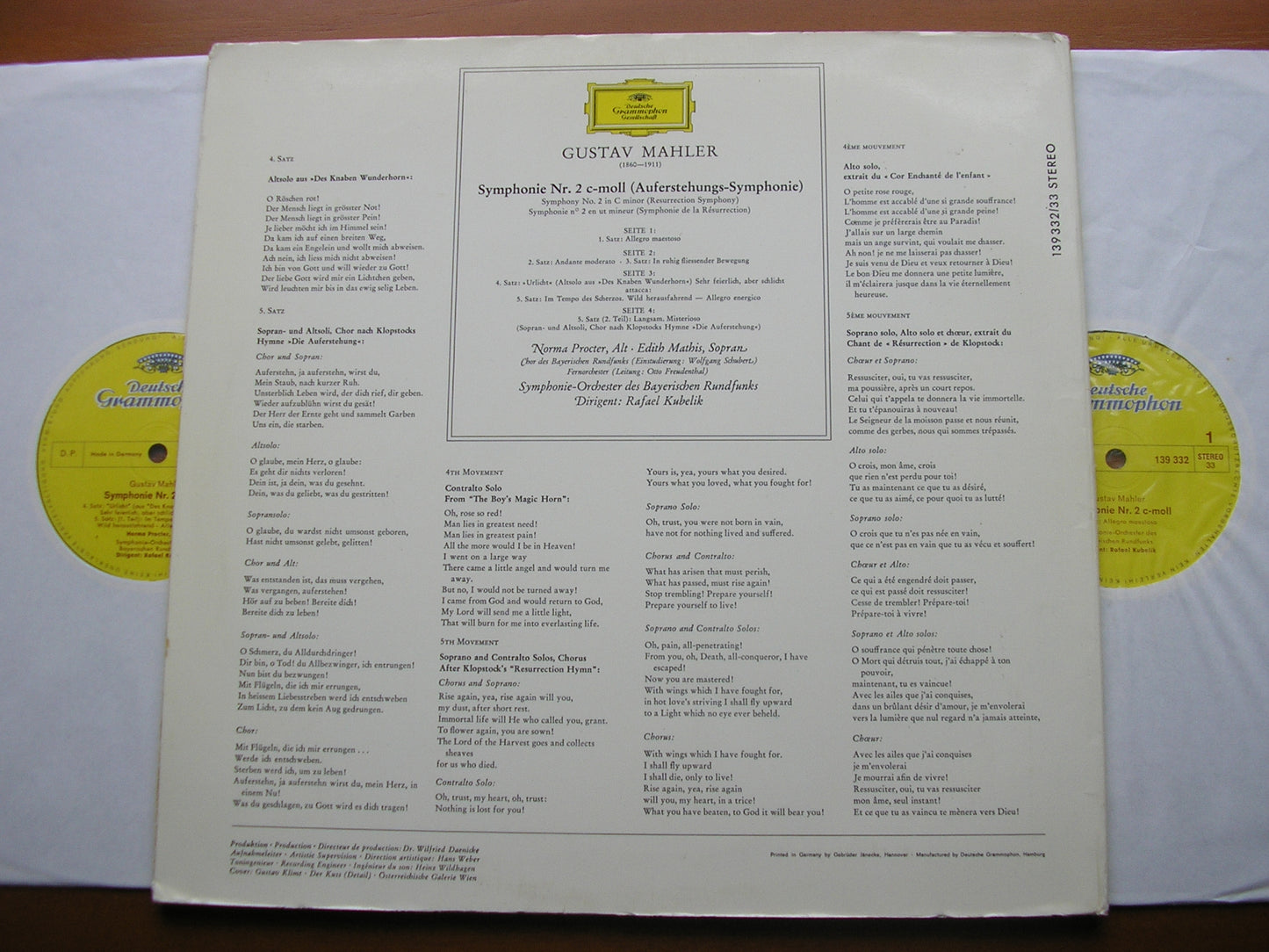 MAHLER: SYMPHONY No. 2 'Resurrection' MATHIS / PROCTER / BAVARIAN RADIO SYMPHONY / KEBELIK 139 332 / 3