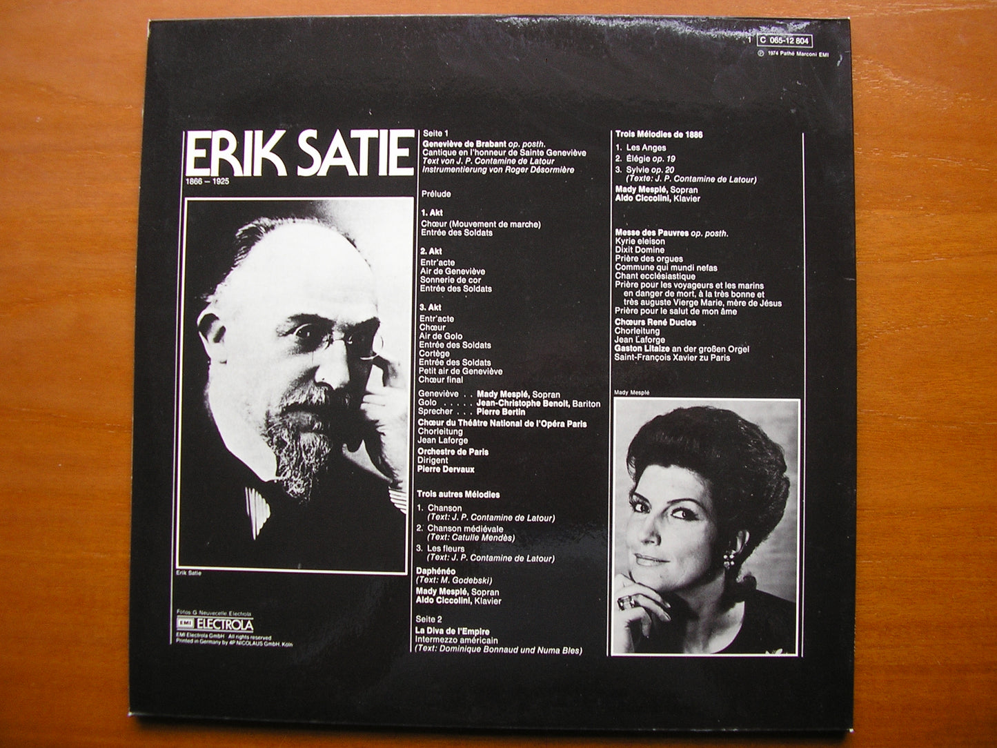 SATIE: GENEVIEVE DE BRABANT / LA MESSE DES PAUVRES / SONGS      MESPLE / ORCHESTRE DE PARIS / DERVAUX     065 - 12804