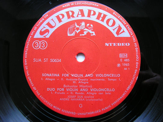HONEGGER / KODALY / MARTINU: DUOS FOR VIOLIN & CELLO      JOSEF SUK / ANDRE NAVARRA      SUA ST 50634