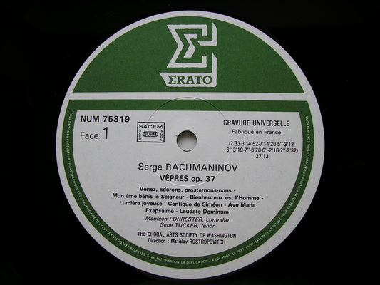 RACHMANINOV: VESPERS SOLOISTS / WASHINGTON CHOIR / POSTROPOVICH NUM 75319