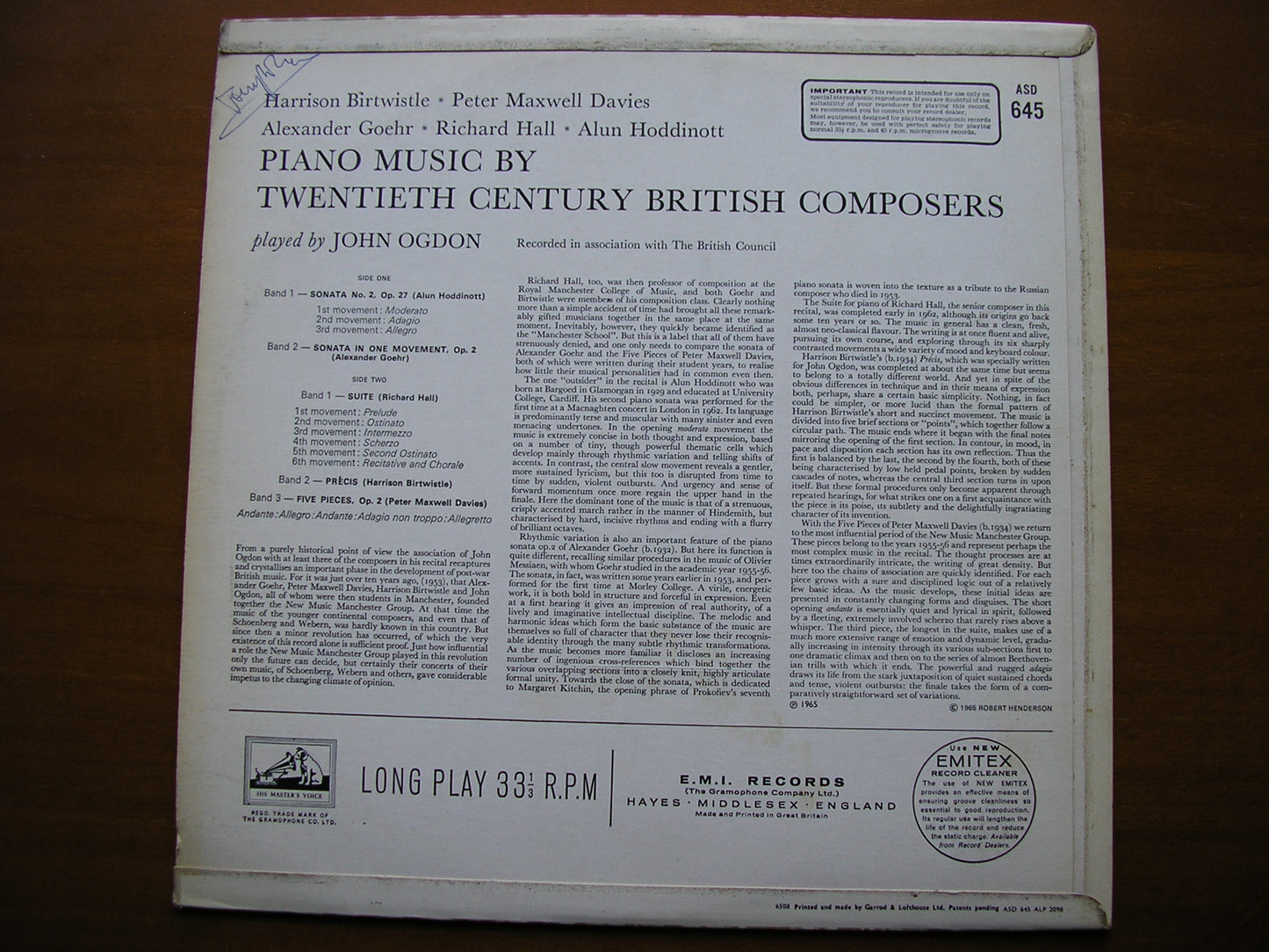 PIANO MUSIC BY 20th CENTURY BRITISH COMPOSERS JOHN OGDON ASD 645