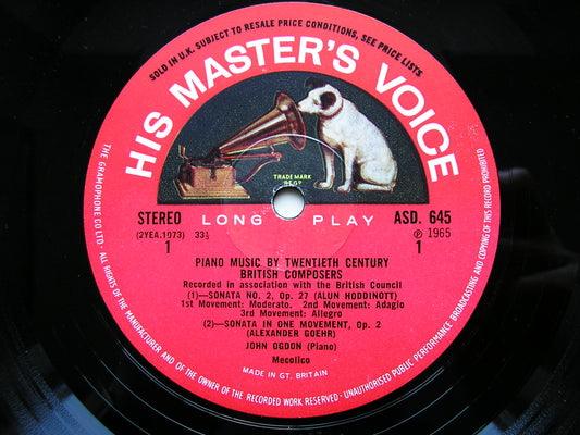 PIANO MUSIC BY 20th CENTURY BRITISH COMPOSERS JOHN OGDON ASD 645