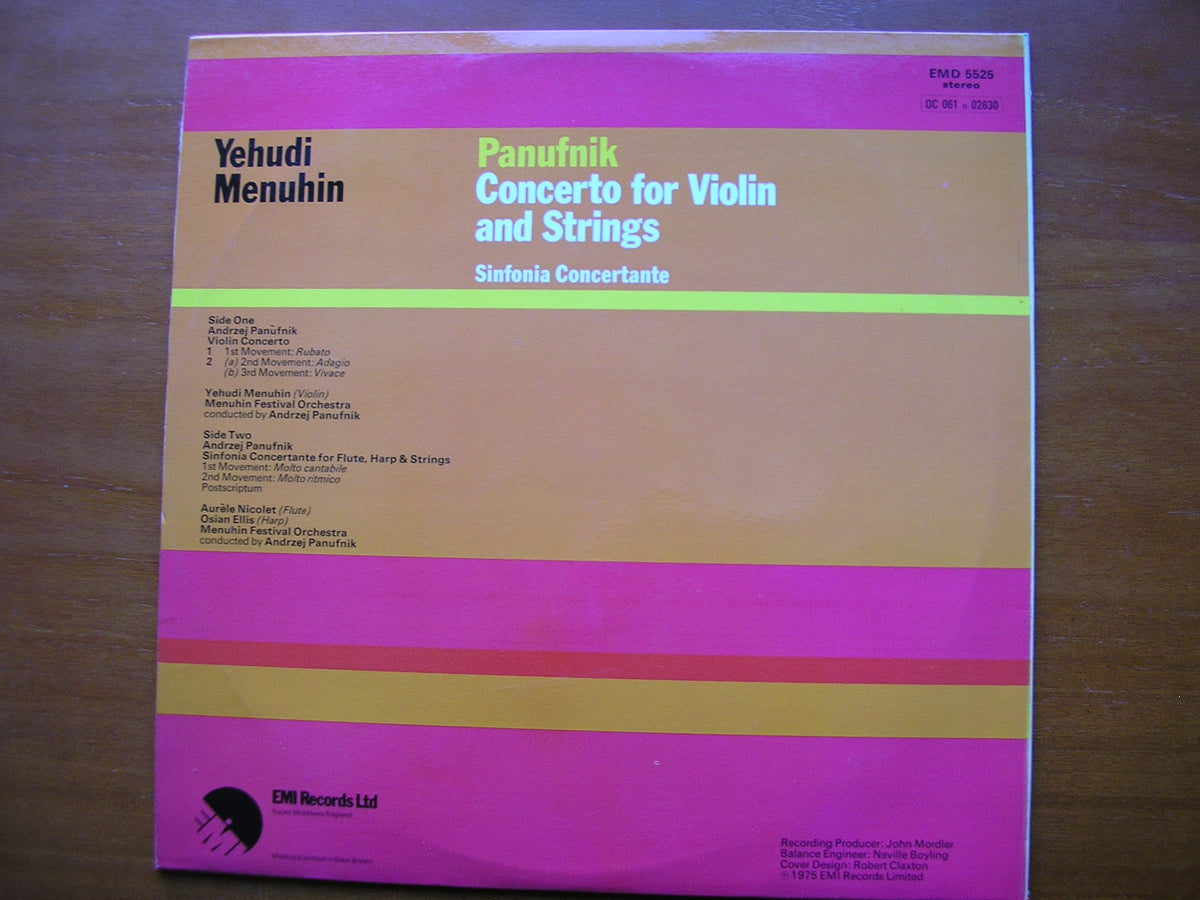 PANUFNIK: VIOLIN CONCERTO / SINFONIA CONCERTANTE MENUHIN / NICOLET / ELLIS / MENUHIN FESTIVAL ORCHESTRA / PANUFNIK EMD 5525