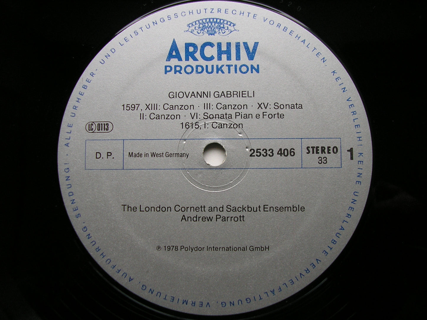 GABRIELI: CANZONI E SONATE 1597-1615 THE LONDON CORNET & SACKBUT ENSEMBLE / PARROTT 2533 406