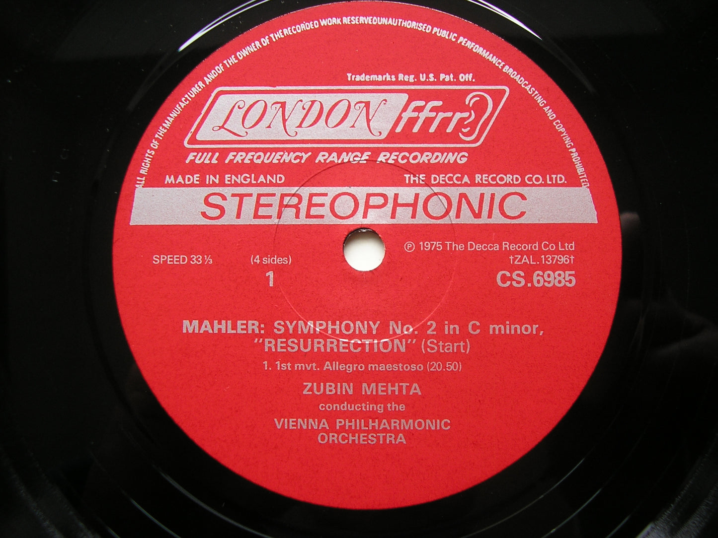 MAHLER: SYMPHONY No. 2 'Resurrection'    COTRUBAS / LUDWIG / VIENNA PHILHARMONIC / MEHTA    CSA 2242