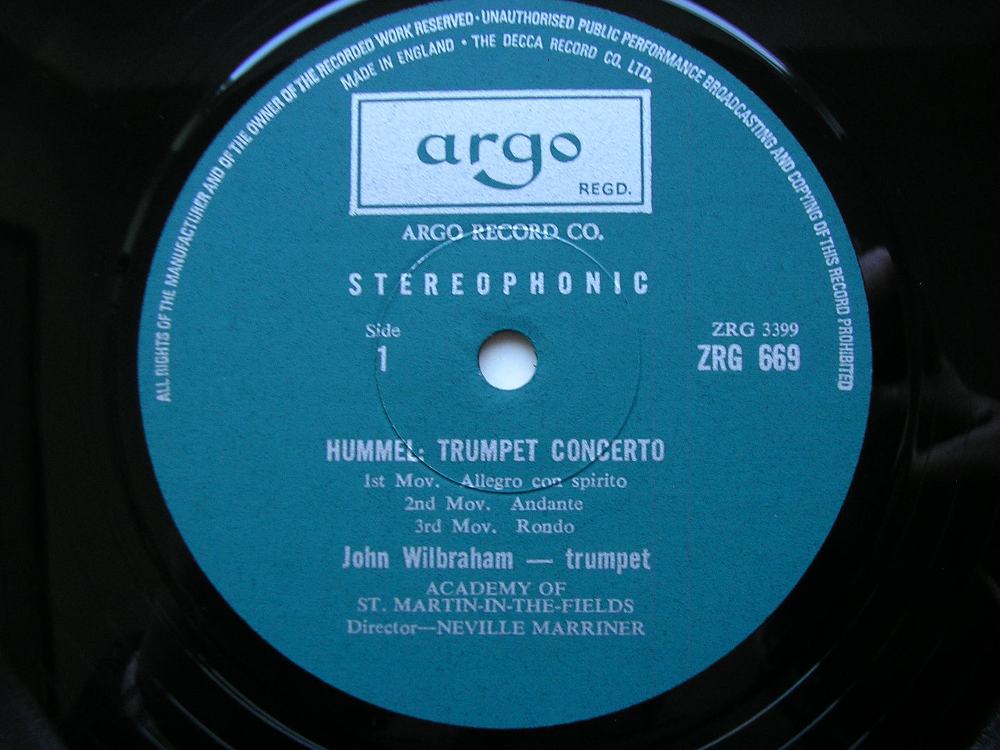TRUMPET CONCERTOS: ALBRECHTSBERGER / HUMMEL / LEOPOLD MOZART WILBRAHAM / ASMIF / MARRINER ZRG 669
