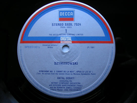 SZYMANOWSKI: SYMPHONY No. 2 / SYMPHONY No. 3 'Chant de la Nuit' DORATI / DETROIT SYMPHONY SXDL 7524