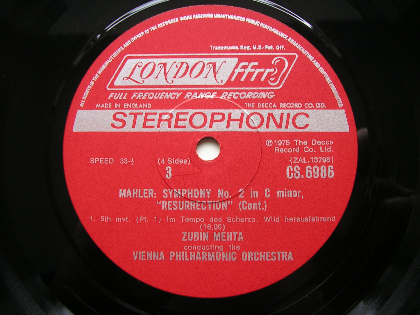 MAHLER: SYMPHONY No. 2 'Resurrection'    COTRUBAS / LUDWIG / VIENNA PHILHARMONIC / MEHTA    CSA 2242