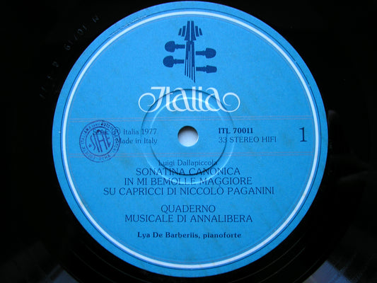 DALLAPICCOLA: PIANO MUSIC LYA DE BARBERIIS ITL 70011