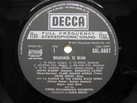 BRUCKNER: TE DEUM / MASS No. 2 in E      SOLOISTS / VIENNA PHILHARMONIC / MEHTA      SXL 6837